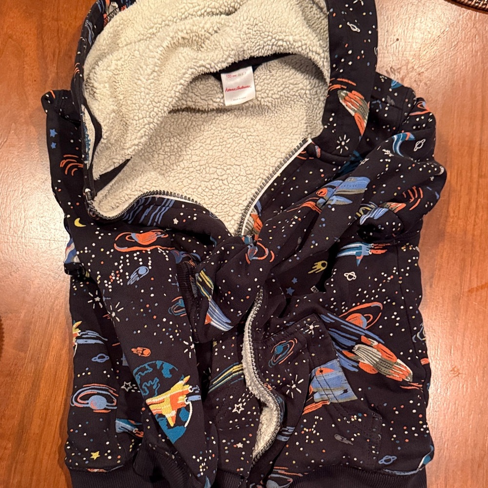 Hanna Andersson Faux Shearling Fleece-Lined Outer Space Hoodie